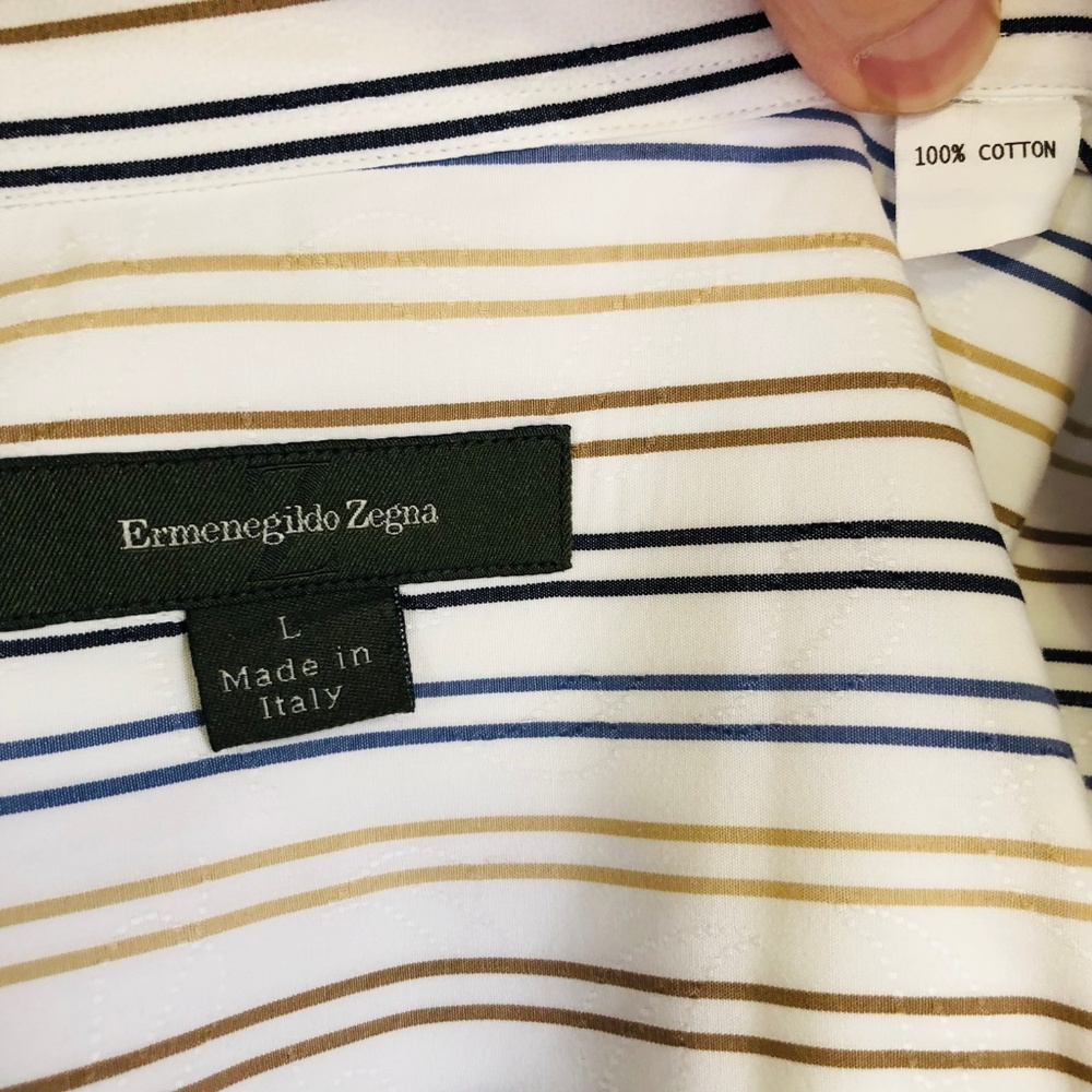 Ermenegildo Zegna Italian Striped Dress Shirt L - Picture 5 of 5